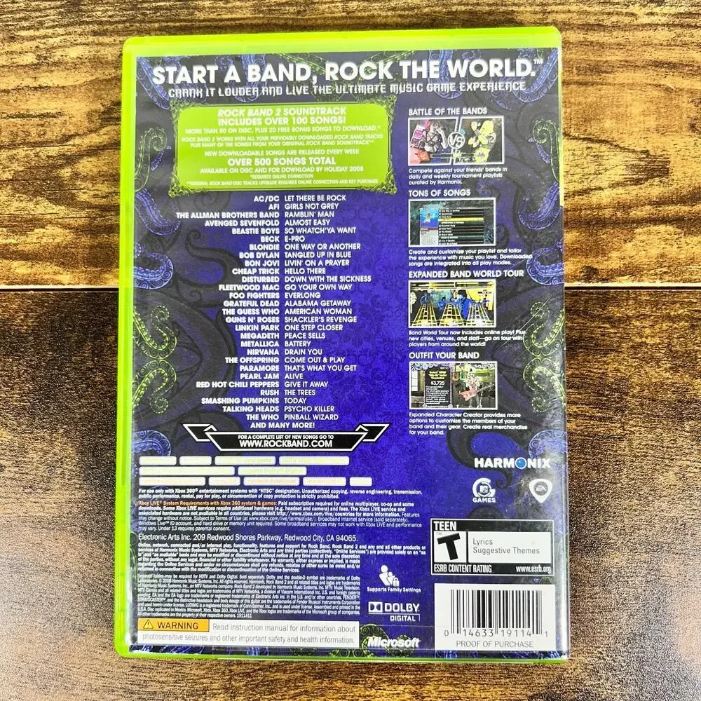 Rock Band 2 Video Game (Microsoft Xbox 360, 2008) Music Guitar